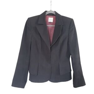 Philippe DUBUC Black Soft 100% Cotton Stylish w/ Pockets Mid-Length Blazer, Sz 8